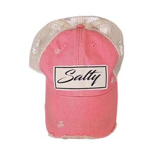 Salty Distressed Baseball Cap Trucker‎ Hat Mesh Back Adjustable Women's Pink NWT